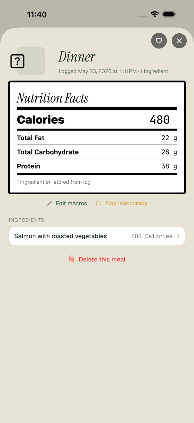 Full macros per meal